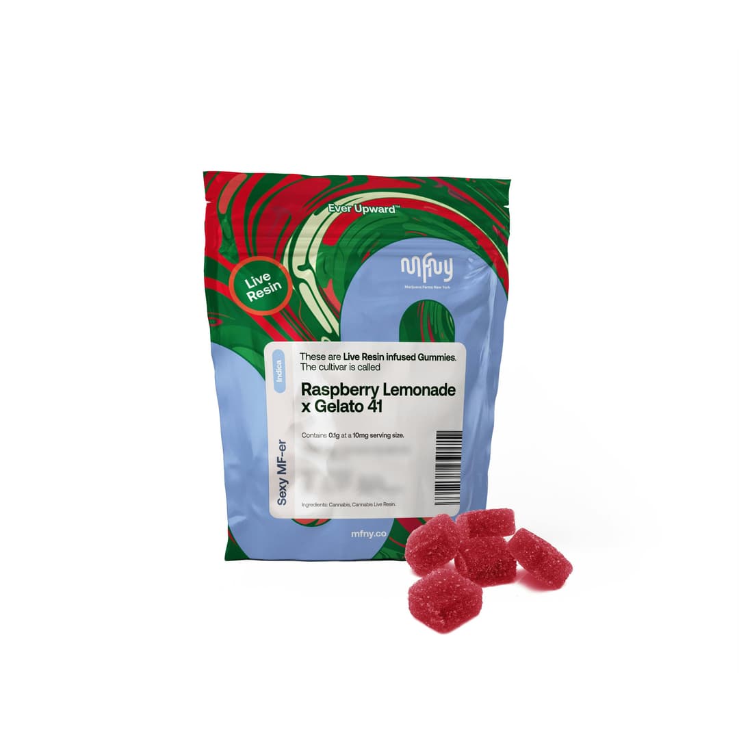 Raspberry Lemonade x Gelato 41 • 10 Pack Live Resin Gummies - MFNY | Treehouse Cannabis