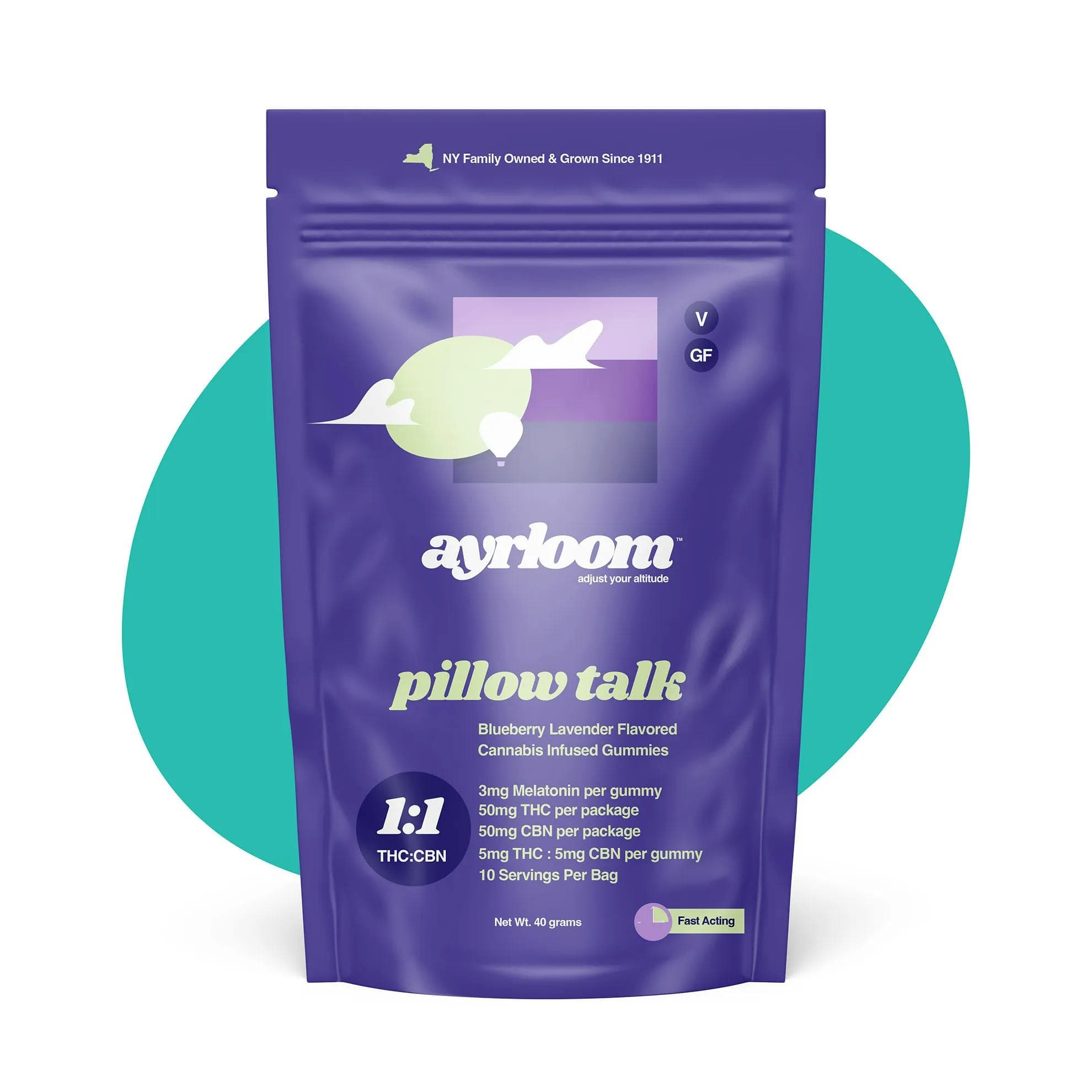 Pillow Talk 1:1 10 Pack Gummies THC: 50mg, CBN: 50mg - ayrloom
