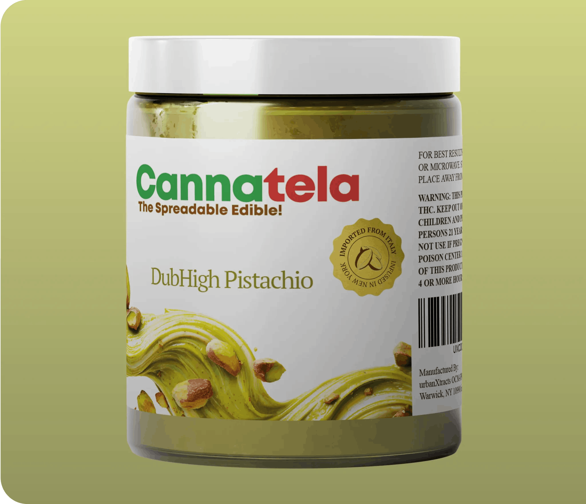 product image for Pistachio Spread 96.72mg THC 97.94mg CBD 108.80mg CBG 303.46mg