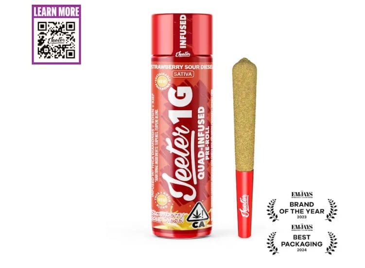 Strawberry Sour Diesel Quad-Infused Jeeter Joint 1g - Jeeter