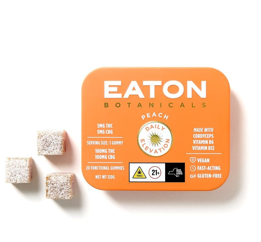 product image for Peach "Daily Elevation" 20 Pack Gummies THC: 100mg, CBD: 100mg