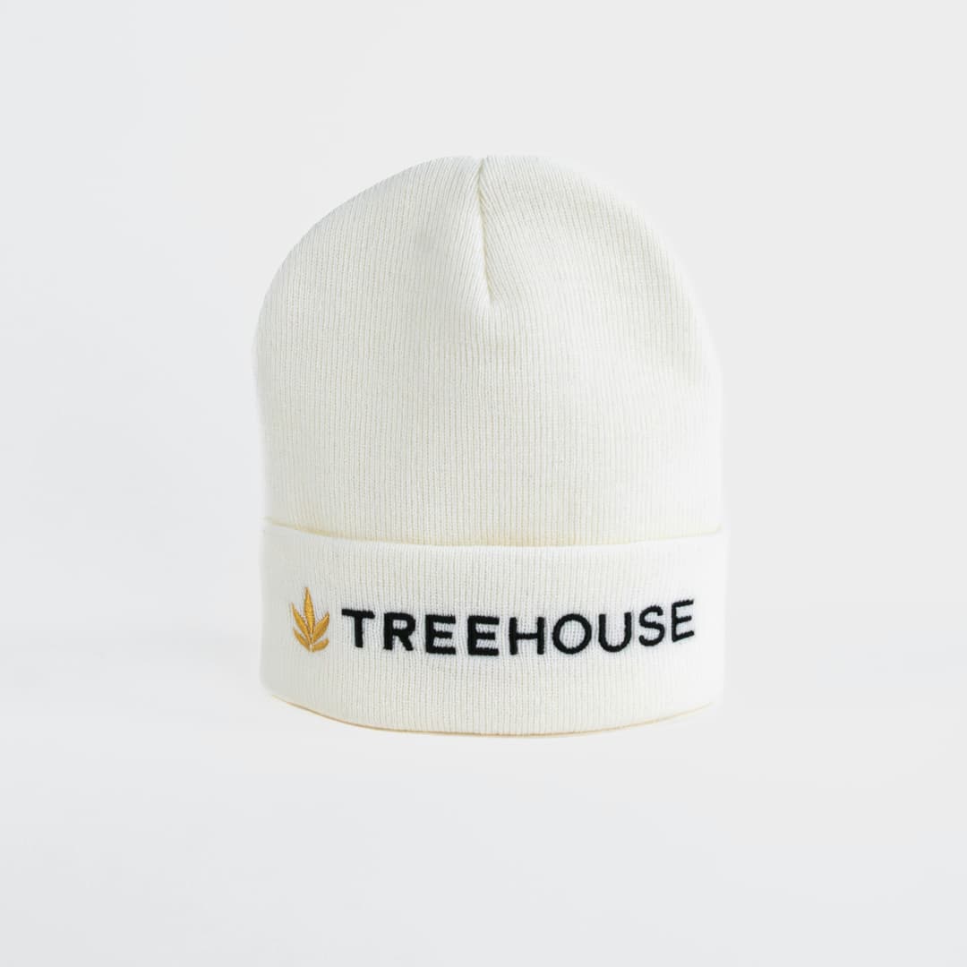 Treehouse Beanie Hat • White - Treehouse Cannabis | Treehouse Cannabis