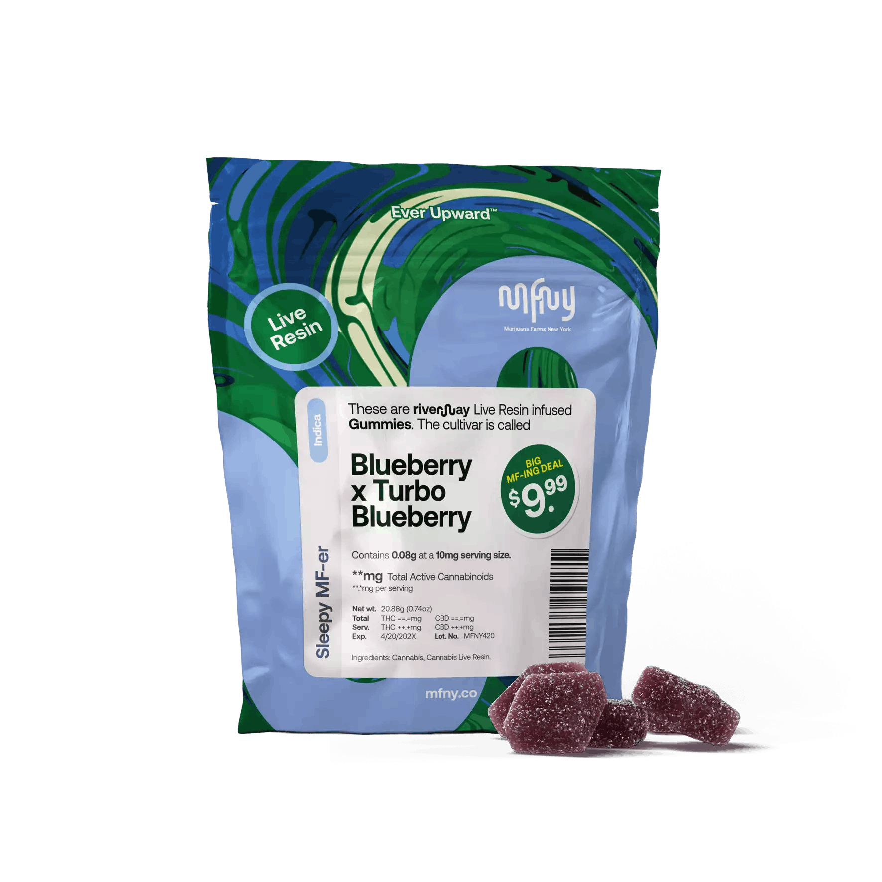 product image for Blueberry x Turbo Blueberry Live Resin Gummies 8 Pack 80mg