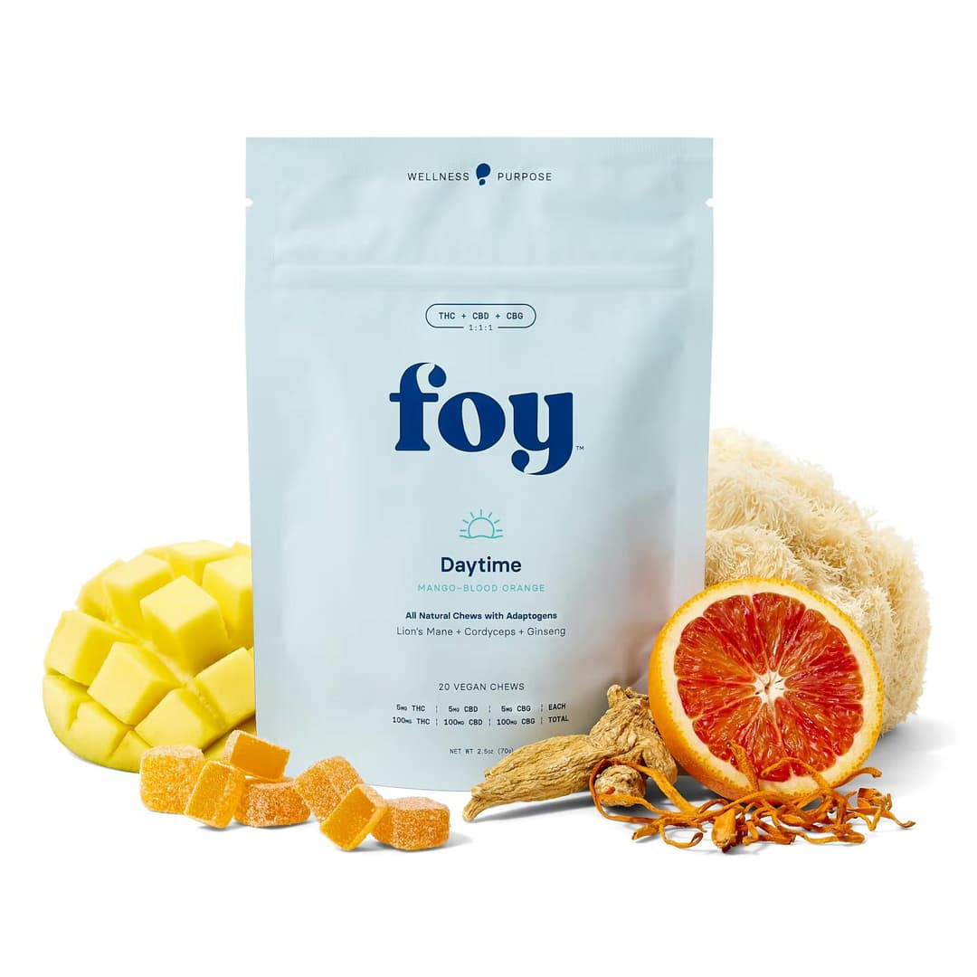 Daytime Chews with Organic Adaptogens 1:1:1 THC/CBD/CBG - 100mg, 20 pck - Foy | Treehouse Cannabis
