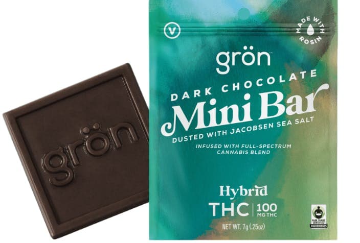 Dark Chocolate Mini Bar - THC - Hybrid - Grön
