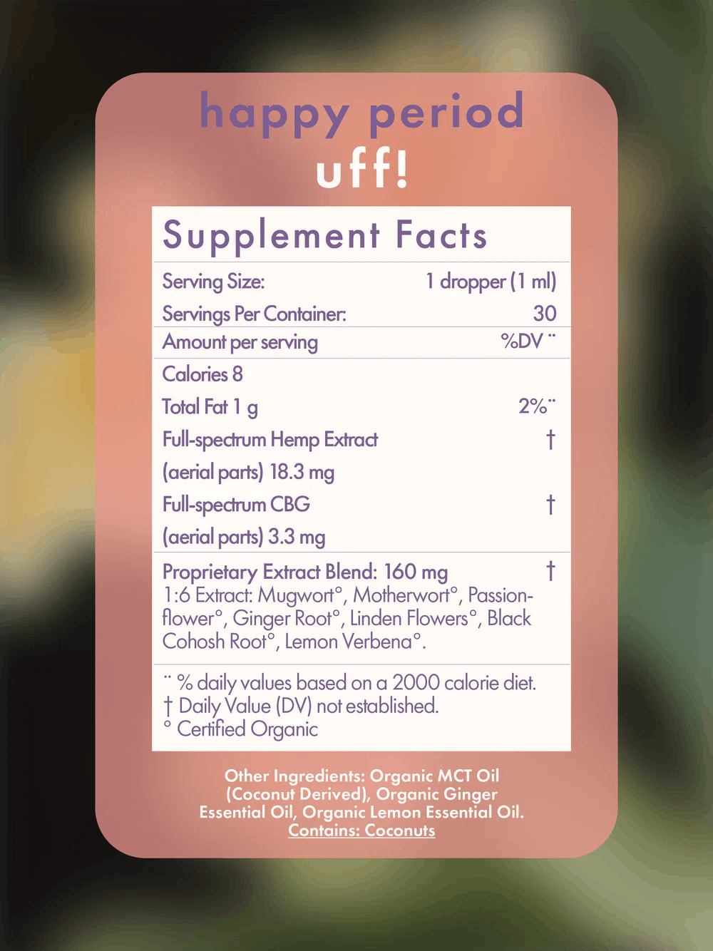 Happy Period 650mg CBD 100mg CBG - Xula Herbs