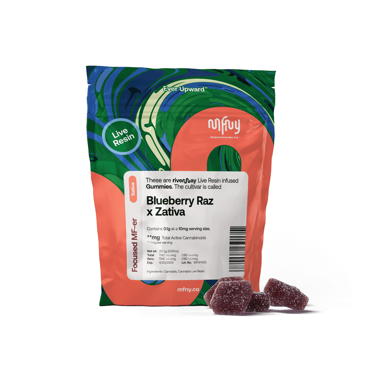 product image for Blueberry Raz x Zativa Live Resin Gummies 10 pk
