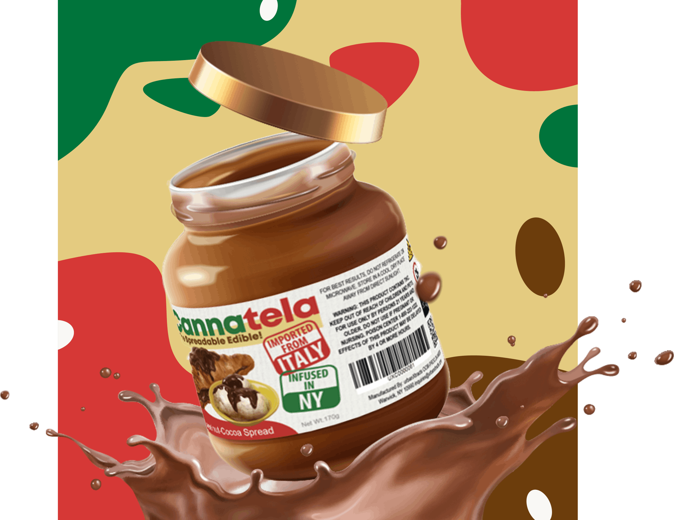 product image for Hazlenut-Cocoa Spread 105mg THC 123mg CBD 128mg CBG 356mg