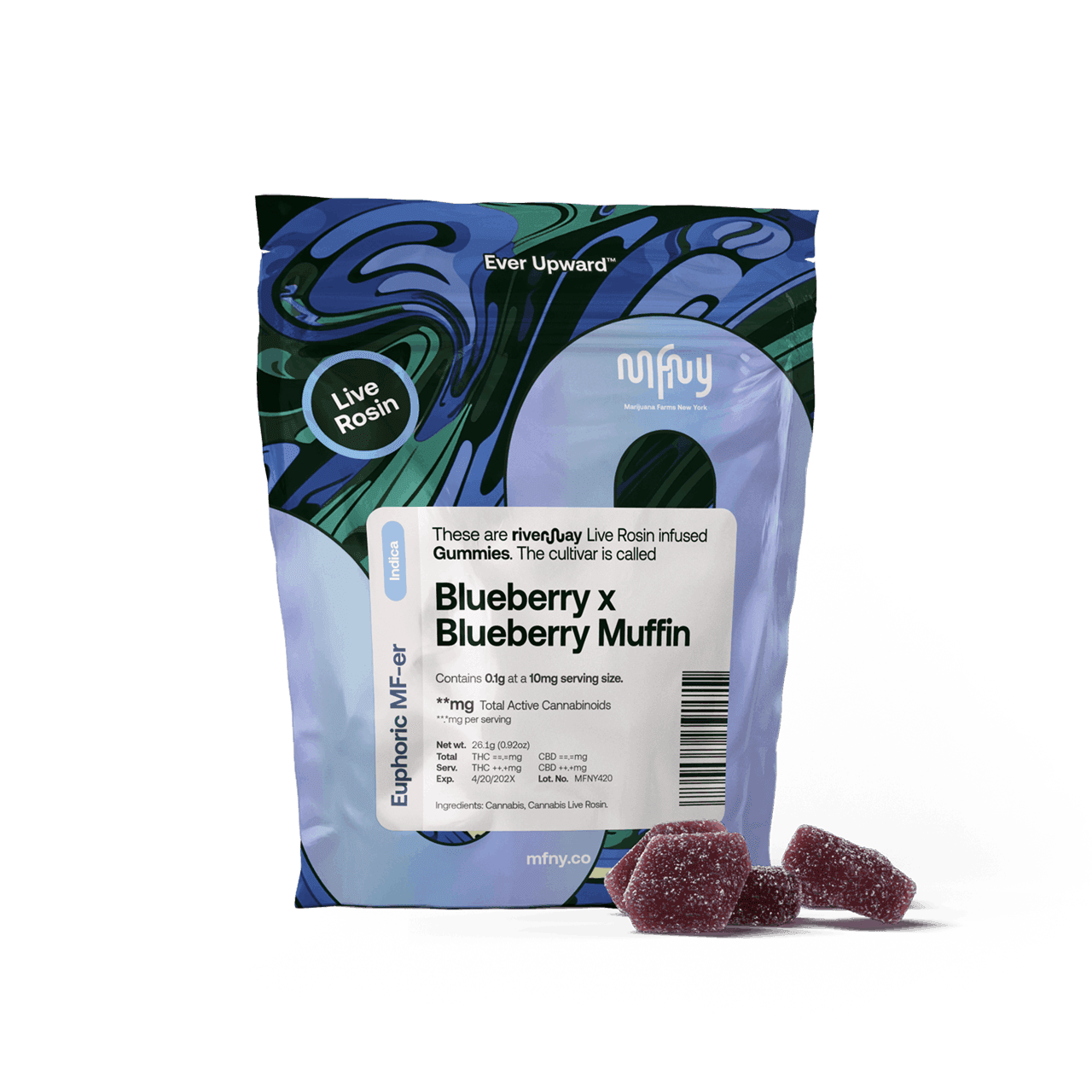 product image for Blueberry x Blueberry Muffin Live Rosin Gummies 10 Pack 100mg