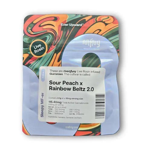 product image for Sour Peach x Rainbow Beltz 2.0 Live Rosin Gummies 10 Pack 100mg