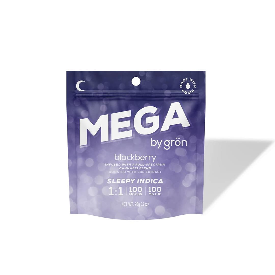 Blackberry Mega Pearl 1:1 • Single Gummy • THC: 100mg, CBN: 100mg - Gron | Treehouse Cannabis