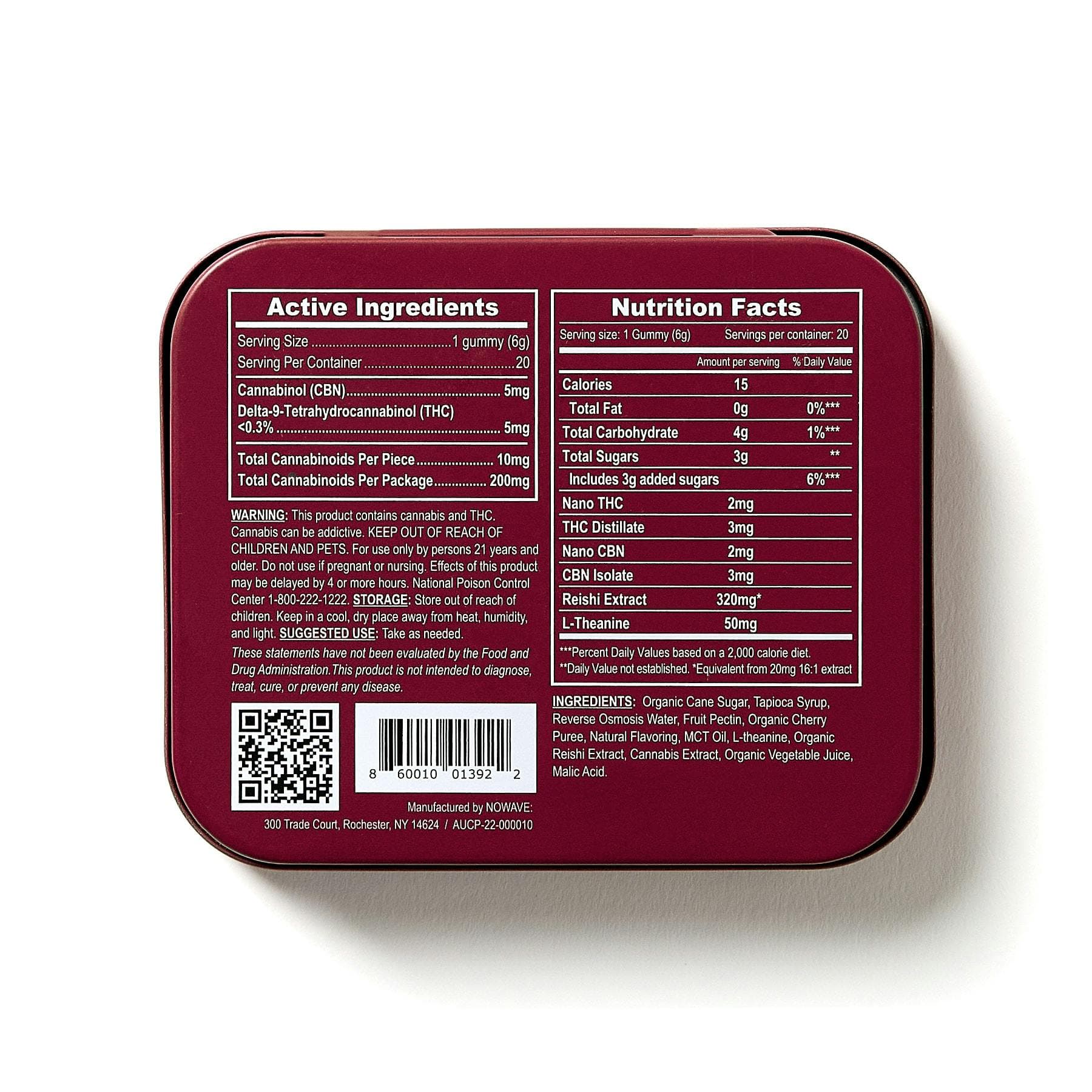 Dark Cherry "Nightly Nightcap" 20 Pack Gummies THC: 100mg, CBN: 100mg - Eaton Botanicals