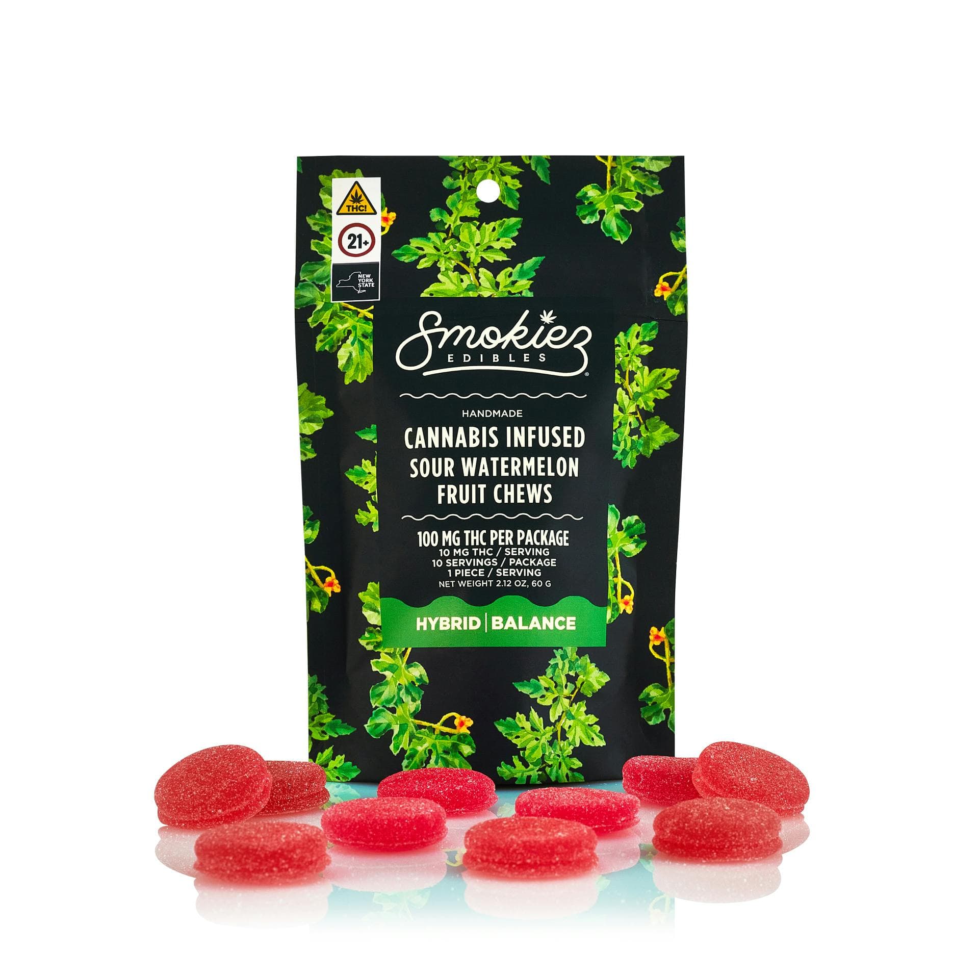 Sour Watermelon 10 Pack Gummies THC: 100mg - Smokiez Edibles