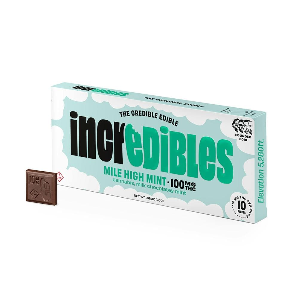 Mile High Mint Bar • Chocolate • 10 pack • 100mg THC - Incredibles | Treehouse Cannabis