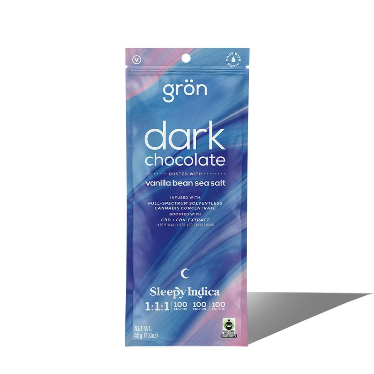 1:1:1 Dark Chocolate w/ Vanilla Bean Sea Salt CBD/CBN/THC 100mg - Grön