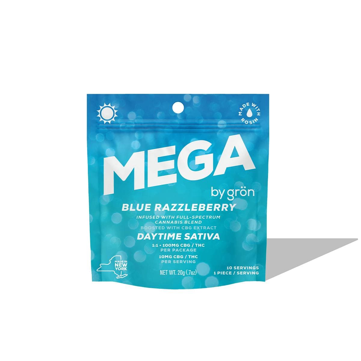 Blue Razzleberry Mega Pearl 1:1 Single Gummy THC: 100mg - Grön