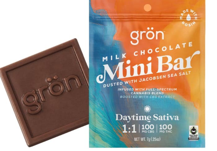 1:1 Milk Chocolate Mini Bar - CBG/THC - Daytime Sativa - Grön | Treehouse Cannabis