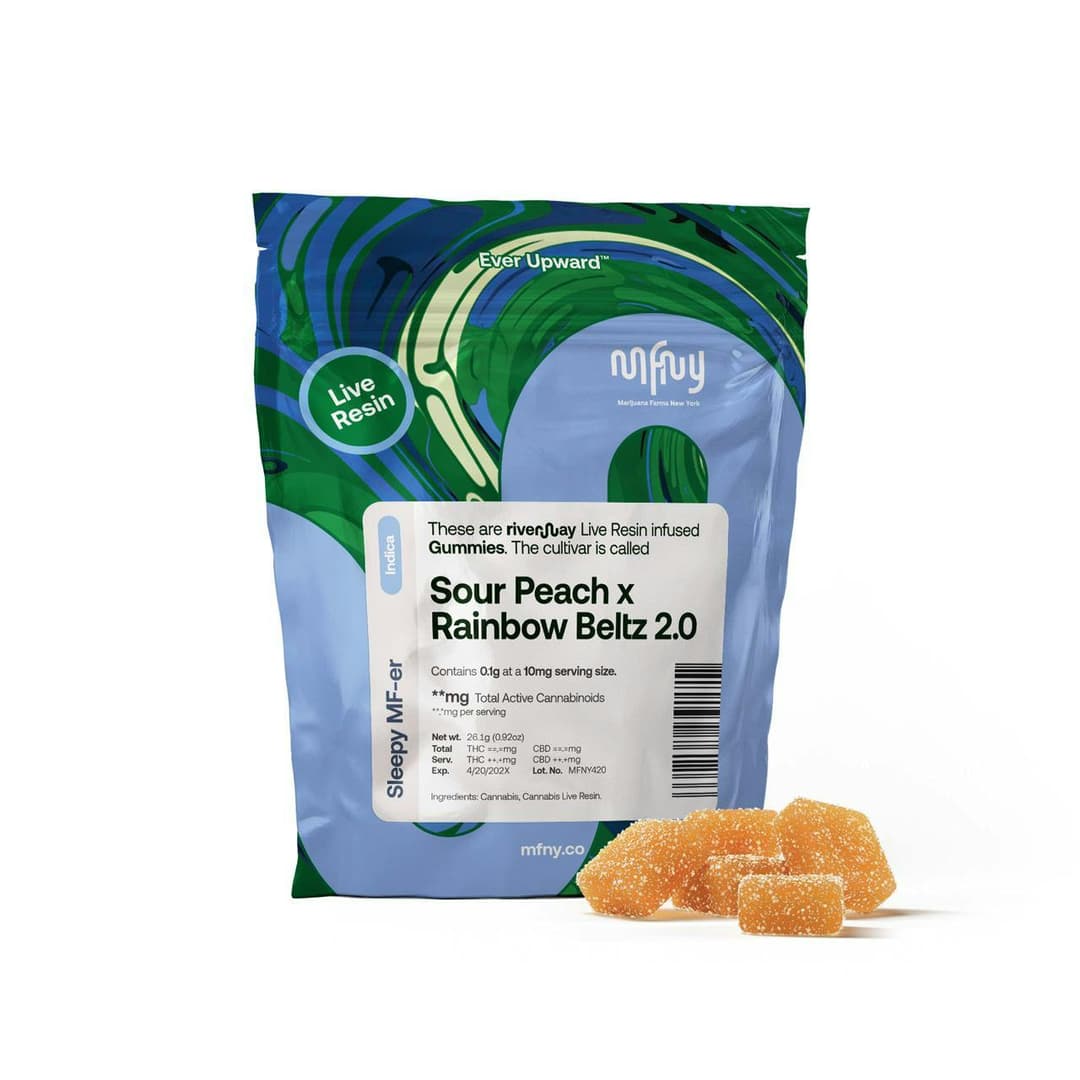 Sour Peach x Rainbow Beltz 2.0 Rosin Gummies • 10 pk - MFNY | Treehouse Cannabis