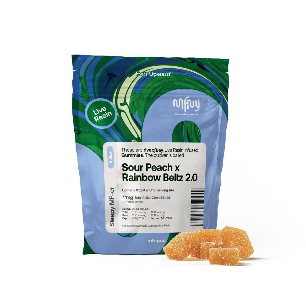 product image for Sour Peach x Rainbow Beltz 2.0 Rosin Gummies 10 pk