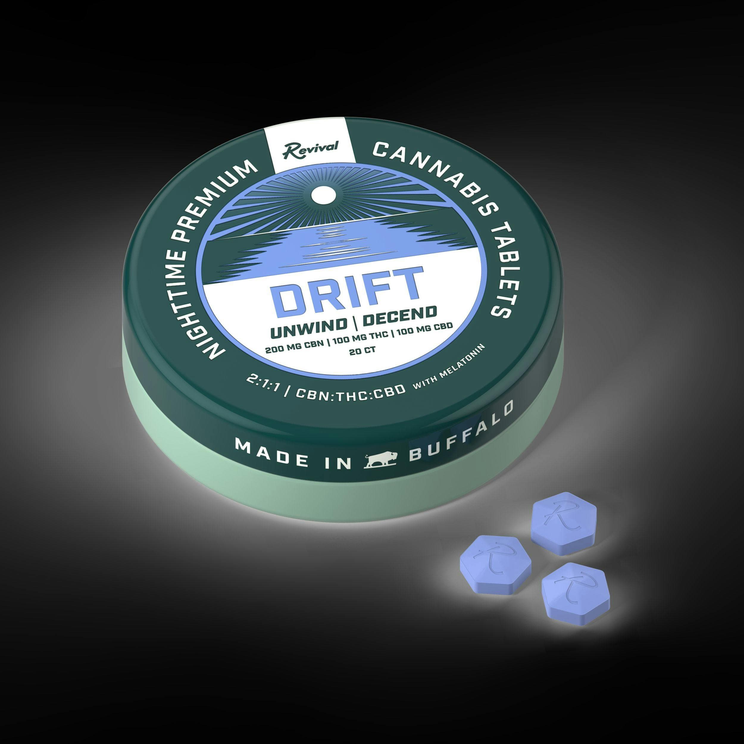product image for 2:1:1 Drift Tablets 100mg THC 200mg CBN 100mg CBD 20 Pack