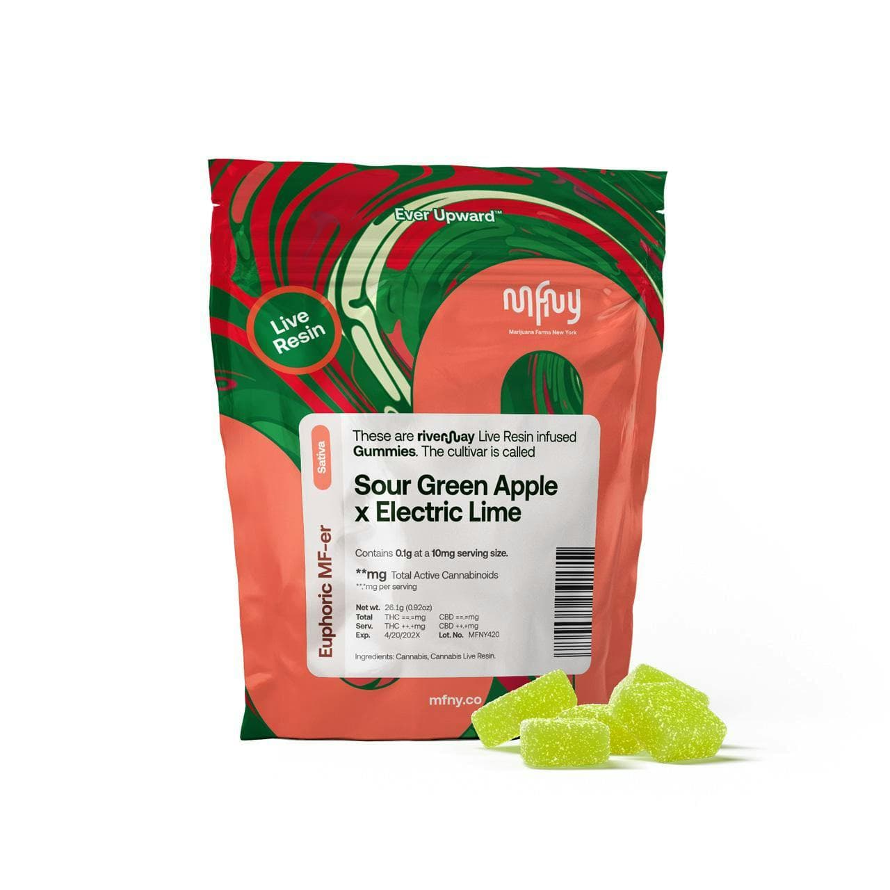 product image for Sour Green Apple x Electric Lime Live Resin Gummies 10 pk