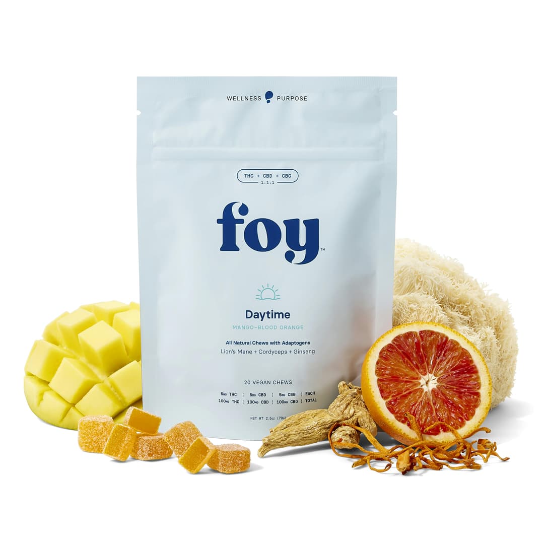 Daytime Chews with Organic Adaptogens 1:1:1 THC/CBD/CBG - 100mg, 20 pck - Foy | Treehouse Cannabis