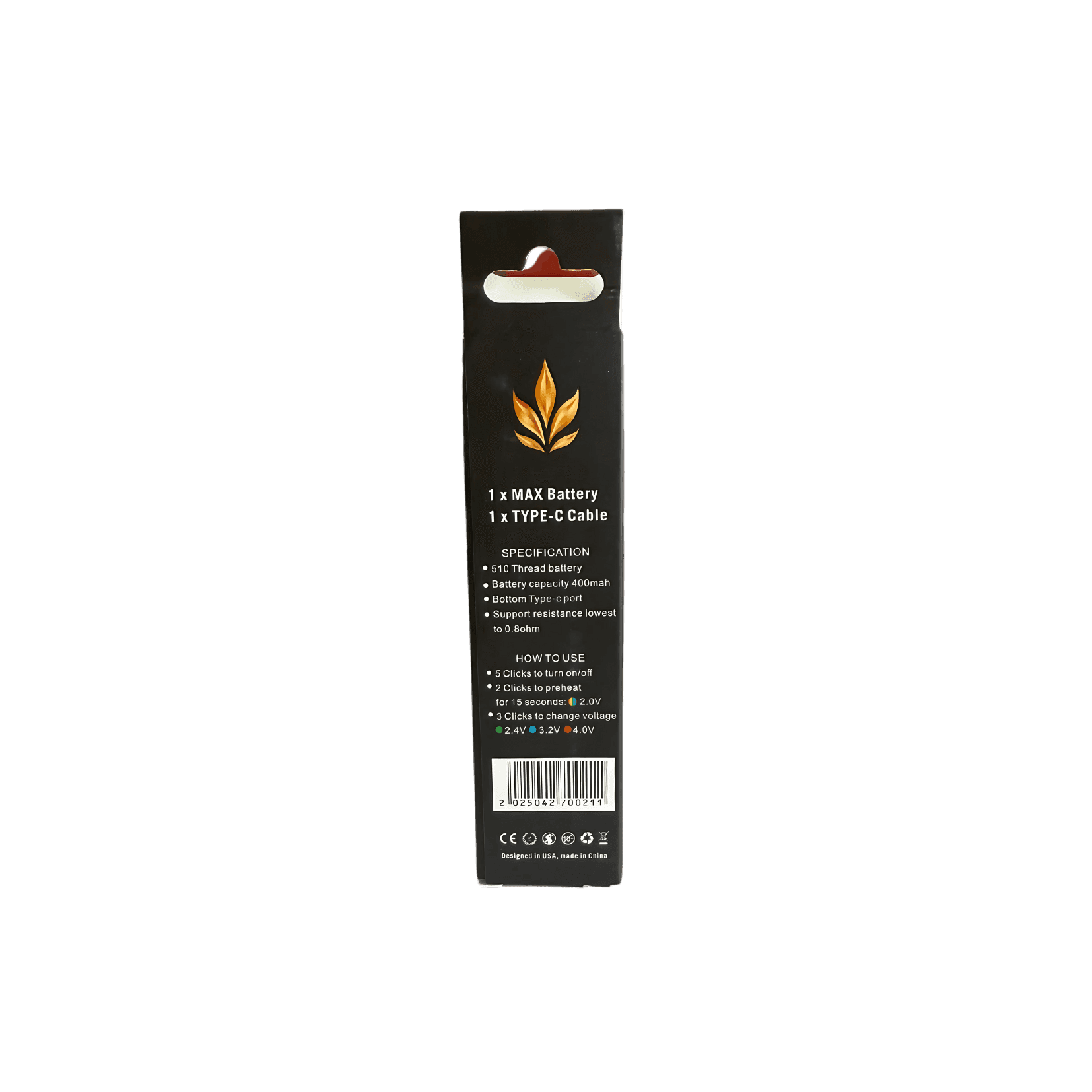 Gold Slim Pen 510 Vape Battery - Treehouse Cannabis